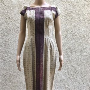 Very vintage hieroglyphics dress in tan brown gold